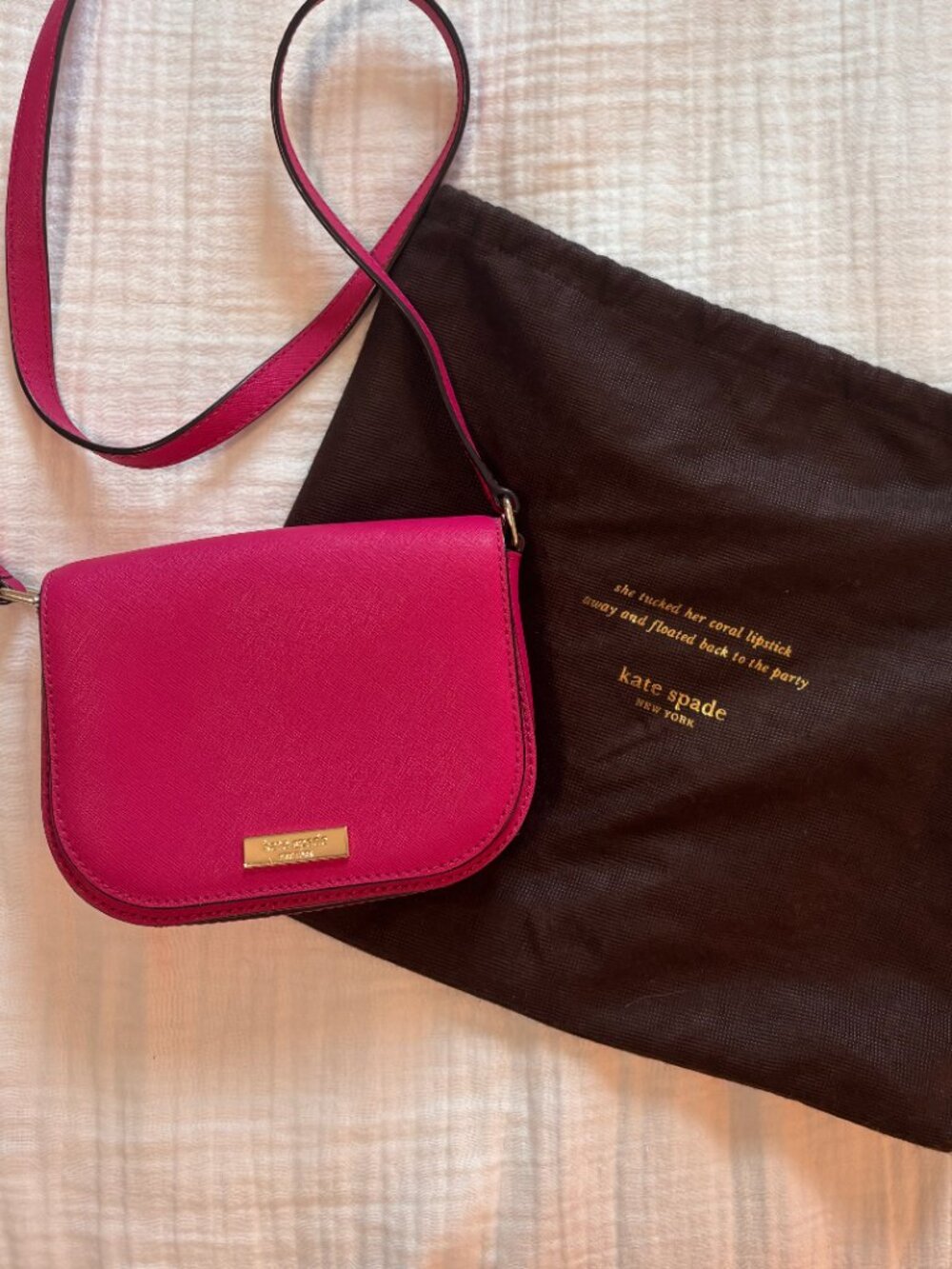 Kate Spade Pink Saffiano Leather Mini Crossbody Bag